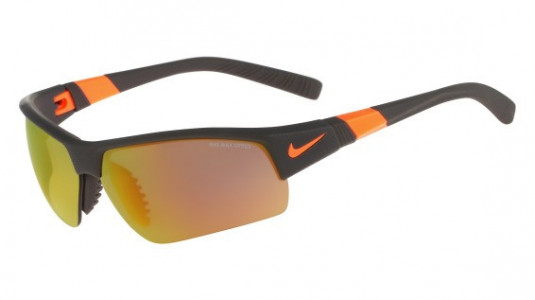 Nike SHOW X2 PRO R EV0806 Sunglasses, (208) MATTE DEEP PEWTER/TOTAL ORANGE/SHATTER WITH GREY W/ ML ORANGE FLASH /GREY