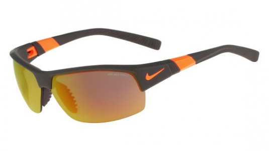 Nike SHOW X2 R EV0822 Sunglasses, (208) MATTE DEEP PEWTER/TOTAL ORANGE/SHATTER WITH GREY W/ ML ORANGE FLASH /GREY