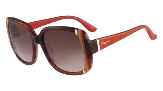 Ferragamo SF672S Sunglasses, 216 STRIPED BROWN