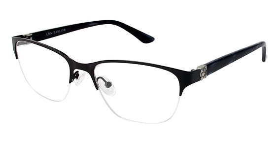 Ann Taylor AT200 Eyeglasses, C01 Shiny Black / Black Pattern