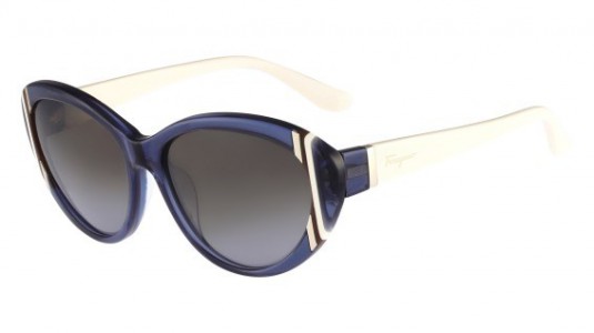 Ferragamo SF673S Sunglasses, 424 CRYSTAL BLUE