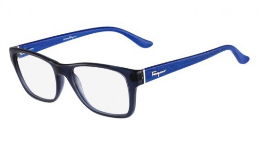 Ferragamo SF2687 Eyeglasses, 414 BLUE/BLUE WOOD