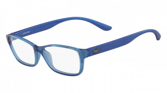 Lacoste L3803B MI Eyeglasses, (440) AZURE WITH GLITTER TEMPLES