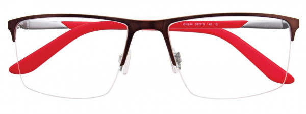 Greg Norman GN244 Eyeglasses, 010 - Satin Brown & Silver & Red