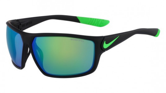 Nike NIKE IGNITION R EV0867 Sunglasses, (003) MATTE BLACK/POISON GREEN WITH GREY W/ML GREEN FLASH  LENS