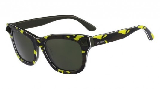 Valentino V670SC Sunglasses, (741) FLUO YELLOW/ARMY GREEN