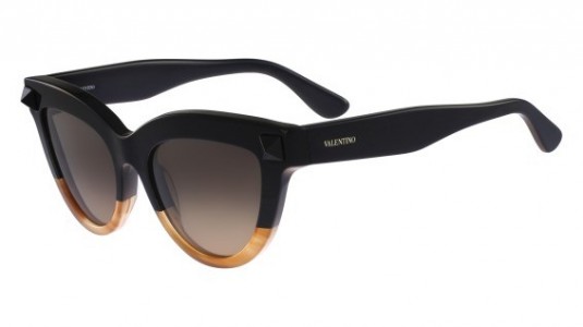 Valentino V712S Sunglasses, (019) BLACK/STRIPED HONEY
