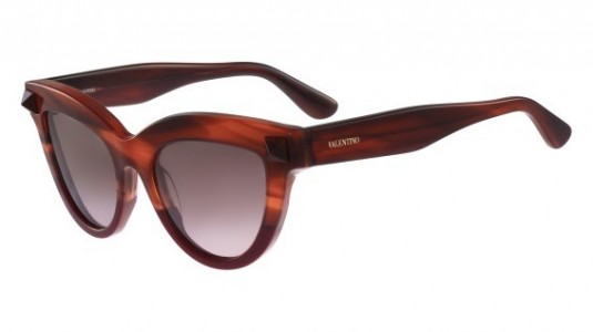 Valentino V712S Sunglasses, (259) STRIPED BROWN/SCARLET
