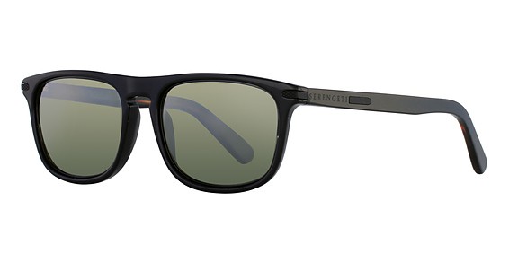 Serengeti Eyewear Leonardo Sunglasses, Shiny Black/Dark Tortoise (Polarized 555nm)