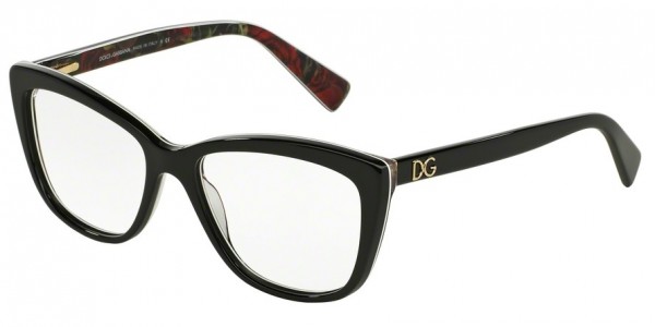 Dolce & Gabbana DG3190 Eyeglasses, 2940 BLACK ON PRINTING ROSES