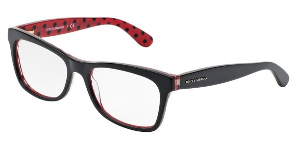 Dolce & Gabbana DG3199 POIS Eyeglasses, 2871 BLACK/POIS BLACK/RED (BLACK)