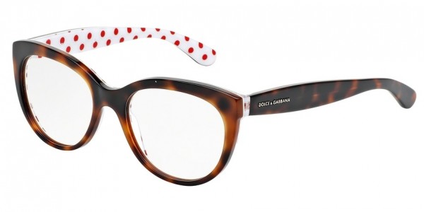 Dolce & Gabbana DG3201 POIS Eyeglasses, 2872 HAVANA/POIS RED/WHITE (HAVANA)