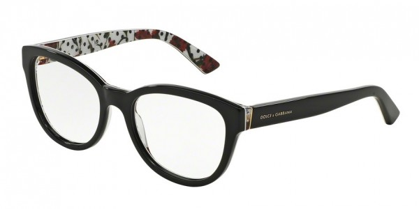Dolce & Gabbana DG3209 ENCHANTED BEAUTIES Eyeglasses, 2976 BLACK/WHITE CARNATION BLK POIS (BLACK)