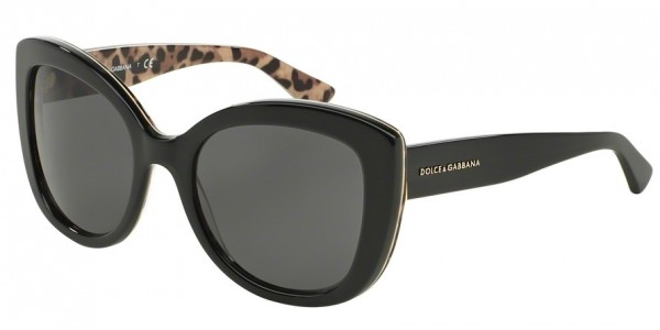 Dolce & Gabbana DG4233 ENCHANTED BEAUTIES Sunglasses, 285787 TOP BLACK ON LEO (MULTI)