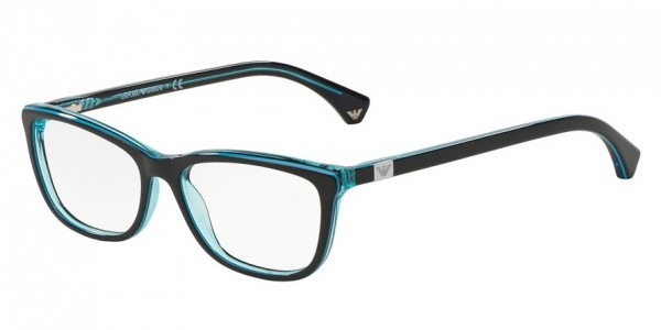 Emporio Armani EA3052 Eyeglasses, 5350 BLACK/AZURE LINE/AZURE (BLACK)