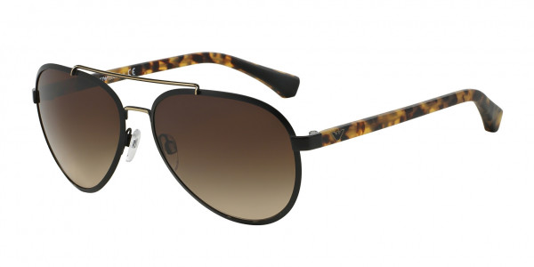 Emporio Armani EA2024 Sunglasses, 300113 MATTE BLACK/PALE GOLD (BLACK)