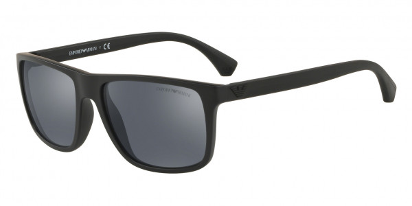 Emporio Armani EA4033 Sunglasses, 56496Q RUBBER BLACK MIRROR BLACK (BLACK)