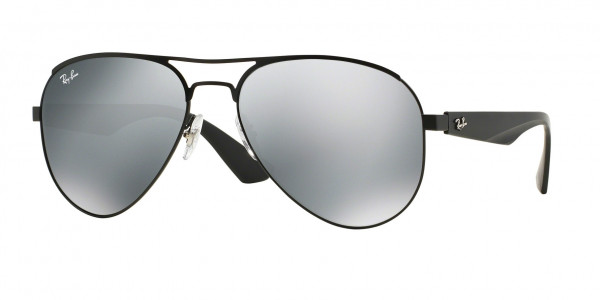 Ray-Ban RB3523 Sunglasses, 006/6G MATTE BLACK GREY MIRROR SILVER (BLACK)