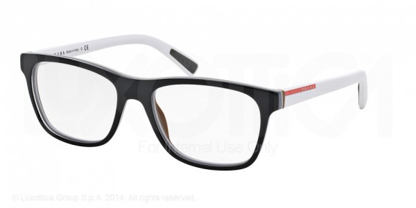 Prada Linea Rossa PS 01FV Eyeglasses, TIN1O1 TOP BLACK/WHITE/BROWN (BLACK)