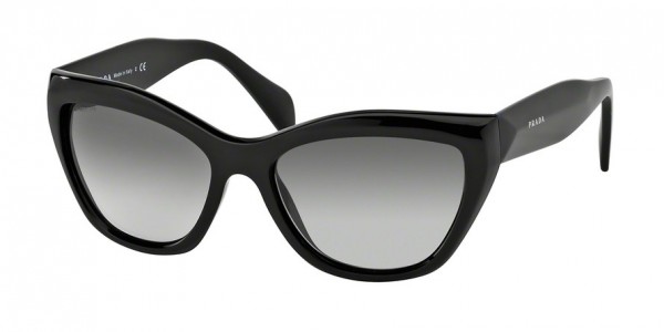 Prada PR 02QS POEME Sunglasses, 1AB0A7 BLACK (BLACK)