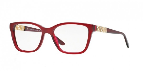 Versace VE3192BA Eyeglasses, 388 TRANSPARENT RED (RED)