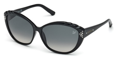 Swarovski SK-0056 Sunglasses, 01B - Shiny Black / Gradient Smoke