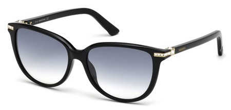 Swarovski EDITH Sunglasses, 01W - Shiny Black / Gradient Blue