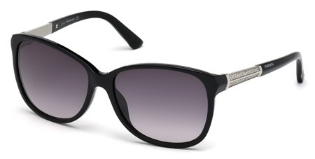 Swarovski EVELINA Sunglasses, 01B - Shiny Black / Gradient Smoke