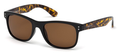 Timberland TB9063 Sunglasses, 01H - Shiny Black  / Brown Polarized