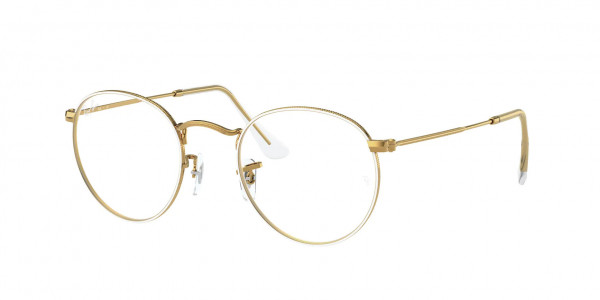 Ray-Ban Optical RX3447V ROUND METAL Eyeglasses, 3104 ROUND METAL WHITE ON LEGEND GO (WHITE)