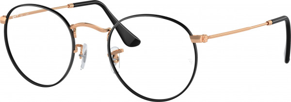 Ray-Ban Optical RX3447V ROUND METAL Eyeglasses, 3173 ROUND METAL BLACK ON ROSEGOLD (BLACK)