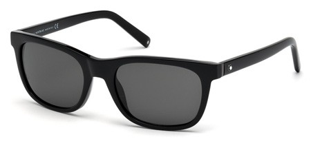 Montblanc MB-507S Sunglasses, 01A - Shiny Black / Smoke