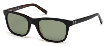 Montblanc MB-507S Sunglasses, 01N - Shiny Black / Green