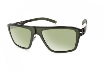 ic! berlin M13 BjörnsonstraBe Sunglasses, Black-Broken-Bottle / Moss Green Mirrored