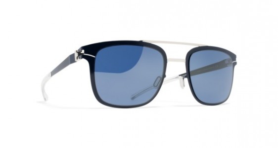 Mykita HUNTER Sunglasses, SILVER/NIGHT SKY - LENS: SAPPHIRE BLUE FLASH