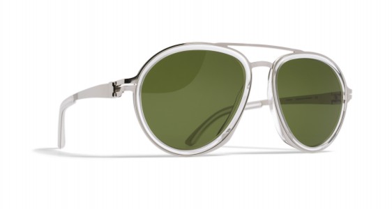 Mykita DD1.2 Sunglasses, A1 SHINY SILVER/LIMPID - LENS: GREEN SOLID