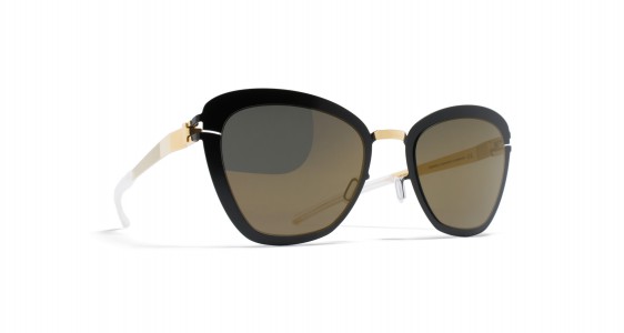 Mykita JOSEPPA Sunglasses, GOLD/JET BLACK - LENS: BRILLIANT GREY SOLID