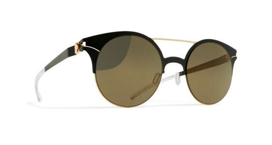 Mykita PHILOMENE Sunglasses, GOLD/JET BLACK - LENS: BRILLIANT GREY SOLID