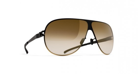 Mykita HUBERT Sunglasses, F67 BLACK/GOLD GRADIENT - LENS: BROWN GRADIENT FLASH