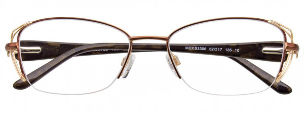 MDX S3306 Eyeglasses, 010 - Satin Brown & Gold