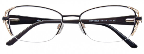 MDX S3306 Eyeglasses, 090 - Satin Black & Gold