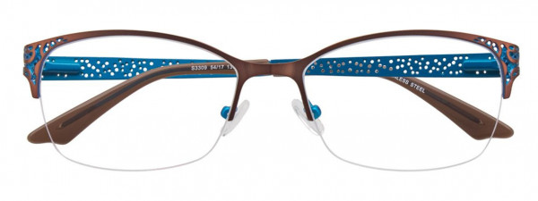 MDX S3309 Eyeglasses, 010 - Satin Brown & Blue