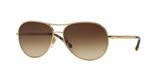 Burberry BE3082 Sunglasses, 121013 GOLD (GOLD)