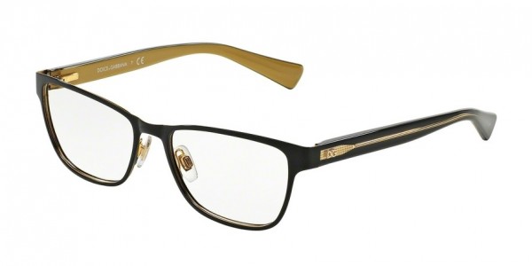 Dolce & Gabbana DG1273 Eyeglasses, 1268 TOP BLACK ON GOLD (BLACK)