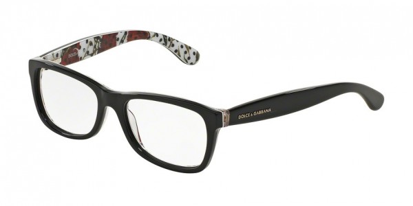Dolce & Gabbana DG3231 Eyeglasses, 2976 BLACK/WHITE CARNATION BLK POIS (BLACK)