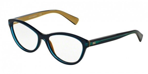 Dolce & Gabbana DG3232 Eyeglasses, 2958 TOP PETROLEUM ON GOLD (GREEN)