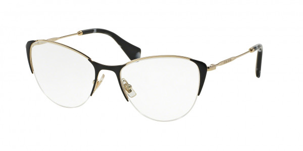 Miu Miu MU 50OV CORE COLLECTION Eyeglasses, 1AB1O1 PALE GOLD/BLACK (BLACK)
