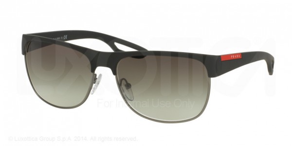 Prada Linea Rossa PS 57QS LJ SILVER Sunglasses, DG00A7 BLACK RUBBER (BLACK)