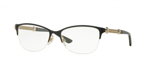Versace VE1228 Eyeglasses, 1291 BLACK/PALE GOLD (BLACK)