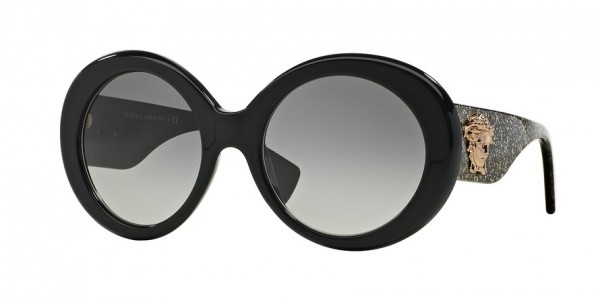 Versace VE4298 Sunglasses, 515611 BLACK (BLACK)